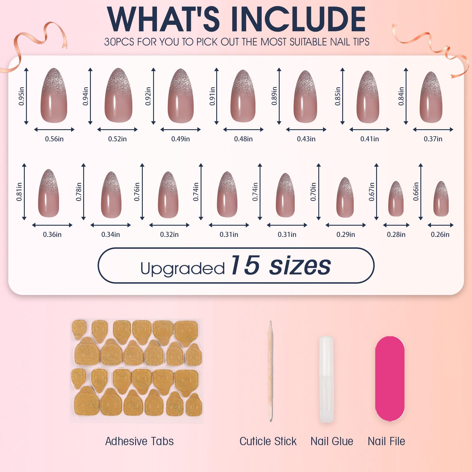 Frinail Cat Eye Press on Nails Almond Medium French Almond Nail Tips Soft Gel False Nail, Acrylic Glossy Glue On Fake Nails Extensions Kit for Women - Image 5