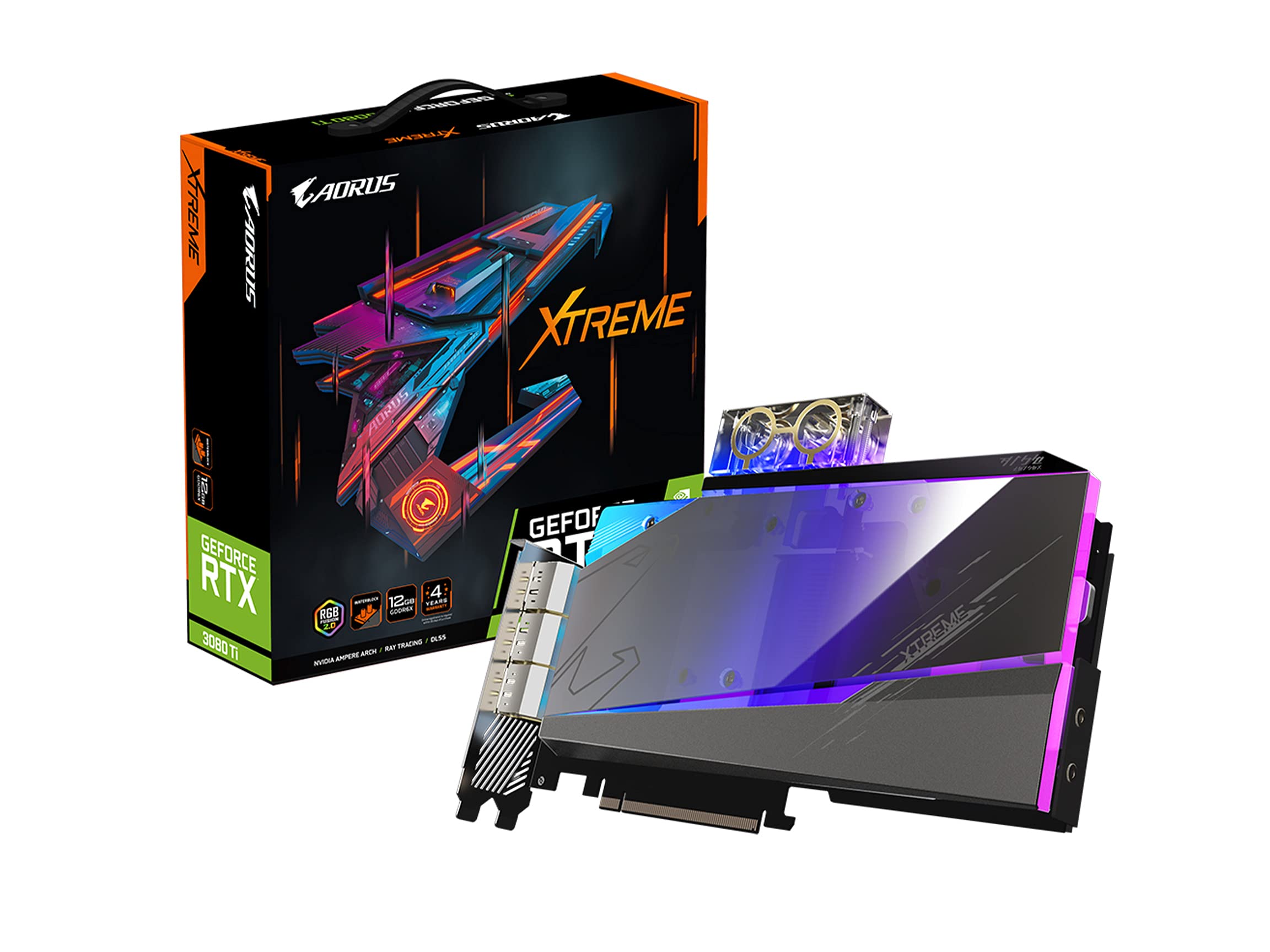 Tarjeta gráfica GIGABYTE AORUS GeForce RTX 3080 Ti Xtreme WATERFORCE WB 12G, sistema de refrigeración por bloque de agua Waterforce, tarjeta de vídeo GDDR6X de 12 GB de 384 bits, GV-N308TAORUSX WB-12GD
