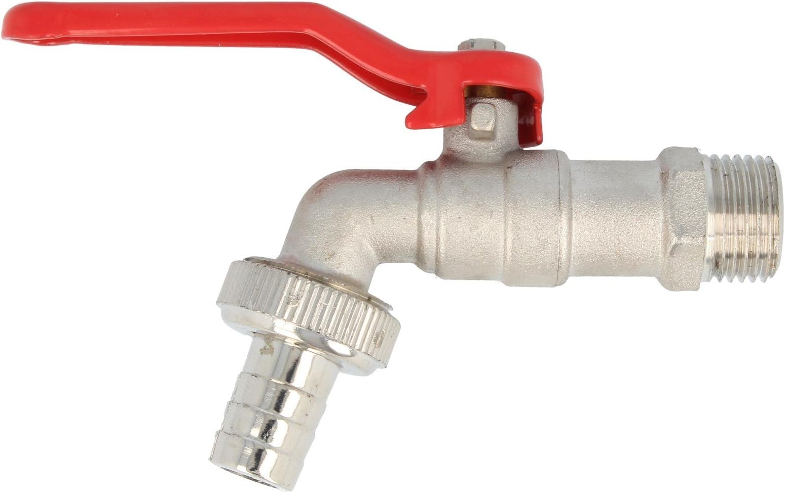 Ball Drain Valve Tap 1/2 Inch Red Handle Nickel-plated Brass