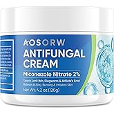 AOSORW Antifungal Cream for Jock Itch - Miconazole Extra Strength Itchy Skin Relief Cream - Ringworm Treatment for Humans, Athlete’s Foot Treatment - 120g (Pack of 1)