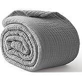 100% Cotton Muslin Blanket Large 50" x 70", 6 Layers Breathable and Lightweight Cotton Throw Blanket for Bed and Couch, Soft Quilt Bedspread, Gauze Blanket for Adults All Season, Grey