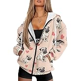 Whosucclay 2025 Women's Oversized Hoodies with Zipper Fashion Full Zip Up Sweatshirts Jacket Outfit with Pockets