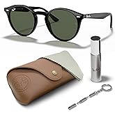 Ray-Ban RB2180 Round Shaped Sunglasses for Men & Women with Official RAYBAN Eyewear Kit