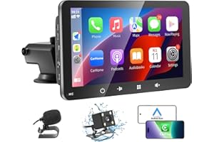 LSLYA Apple Carplay,Portable Wireless Apple Car Play and Android Auto, 7'' Touch Screen Car Stereo,Car Radio with Backup Camera,Wireless AirPlay,Mirror Link,Bluetooth 5.0 Handsfree/FM/AUX/MIC/USB/TF