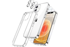 JETech 5 in 1 Case for iPhone 12 Mini 5.4-Inch, with 2-Pack Screen Protector and 2-Pack Camera Lens Protector, Non-Yellowing,
