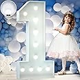 imprsv 4FT Marquee Numbers, Light Up Numbers, Marquee Numbers 1, Cool White Light Up Numbers for Party, Big Numbers for 1st 16st 21st Birthday Party Decorations,Large Cardboard, Anniversary Decor