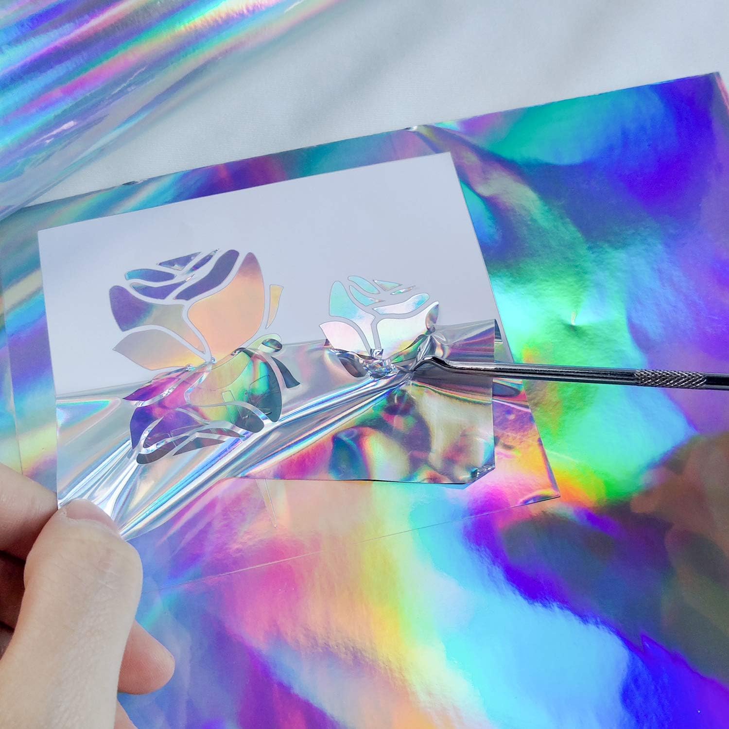 Holographic Glossy Rainbow Silver Adhesive Craft Vinyl 12 Inch X 6 Feet,Silver Vinyl: Arts, Crafts & Sewing