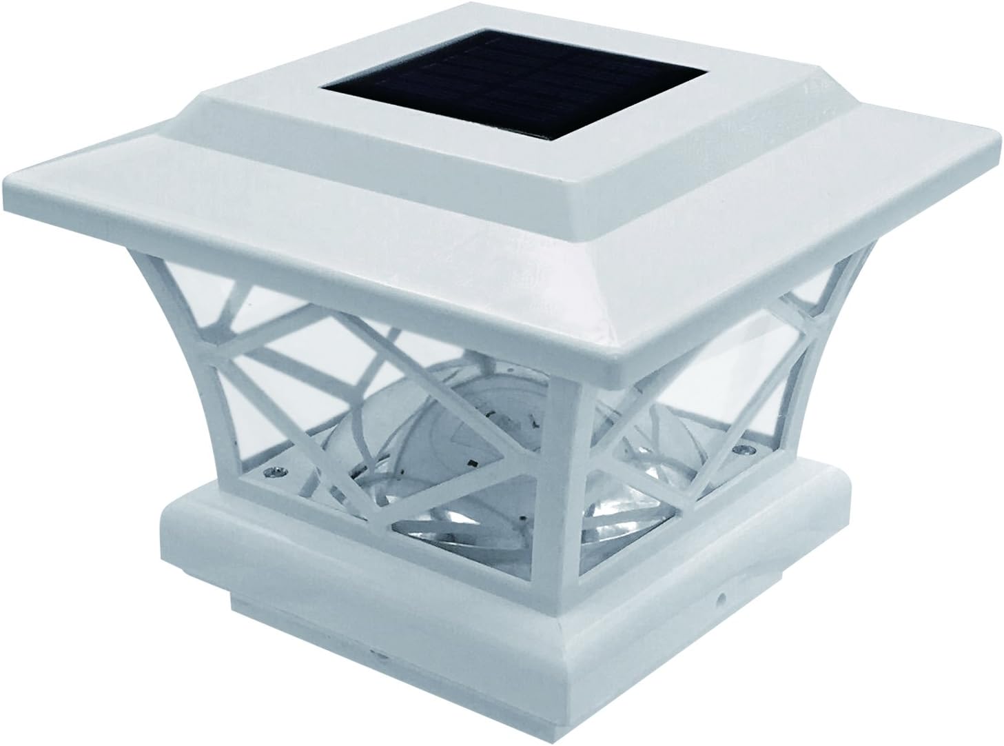 Pine Top 511-0010W 2 Light LED Solar Powered Plastic Fence Post Cap, White