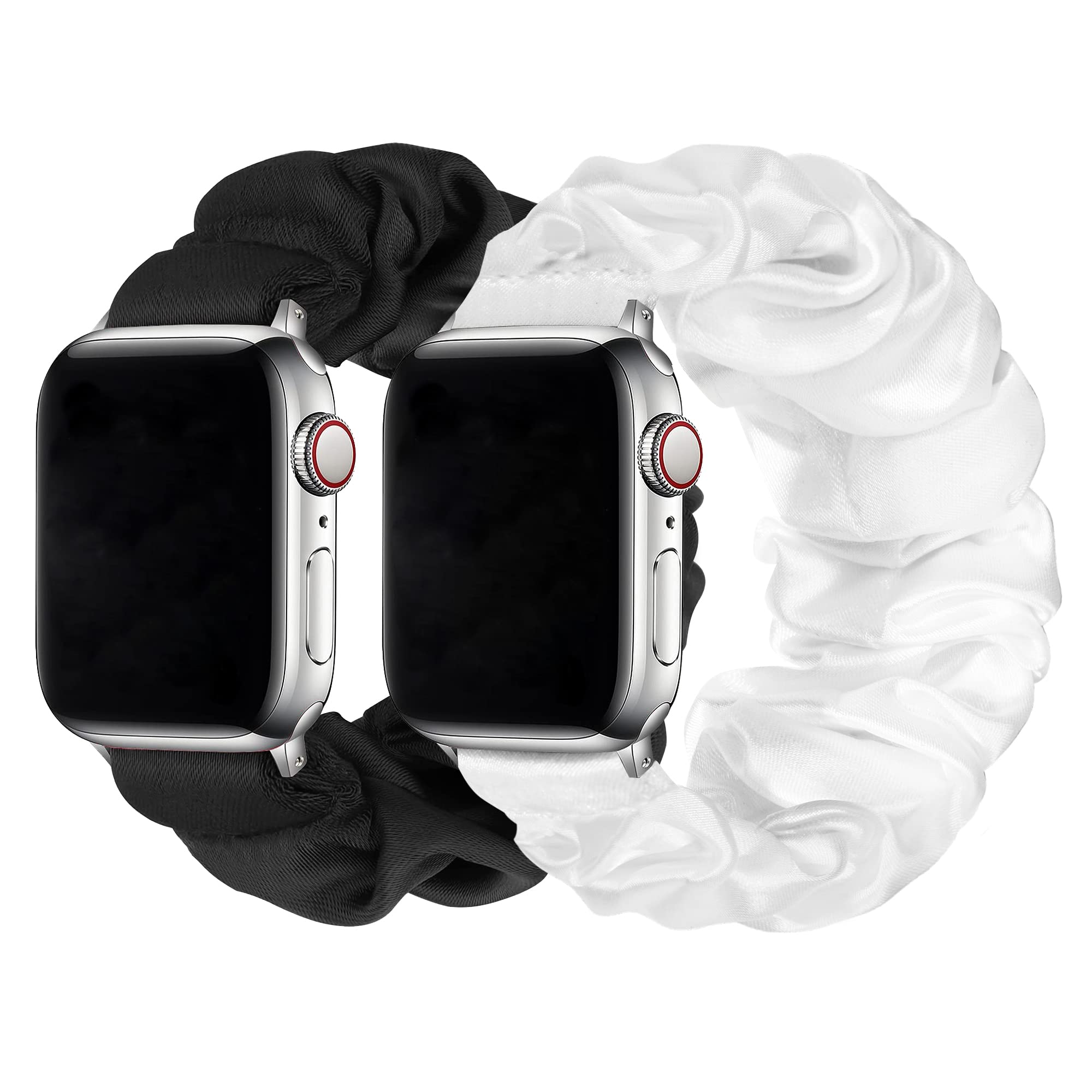 Meideli 2 Pack Pattern Printed Fabric Wristband Compatible with Apple Watch scrunchie Strap, Scrunchie Elastic Strap for Apple iWatch Series 10 9 8 7 6 5 4 SE — image 1