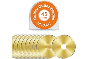 Titanium Coated 15 Packs 45mm Rotary Cutter Blades 45mm Quilting supplies Rotary Cutter Blades for fabric by SSPONT, compatible with OLFA,Fiskars,Mr.Pen,DAFA,Truecut etc. Sharp and Durable