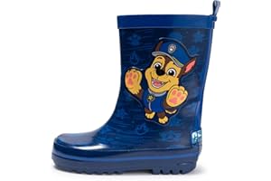 Paw Patrol Toddler Rain and Puddle Boots Waterproof Rubber Outdoor Splash Shoes Slip On Handle Easy Pull Kids Rainwear Footwe