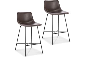 POLY & BARK Poly and Bark Counter Stool 24 inches - Counter Height Bar Stools Set of 2 - Sturdy Kitchen Stools with Backs - Comfortable Bar Chair - Modern Countertop-High Chairs, Kitchen Island Barstools – Brown