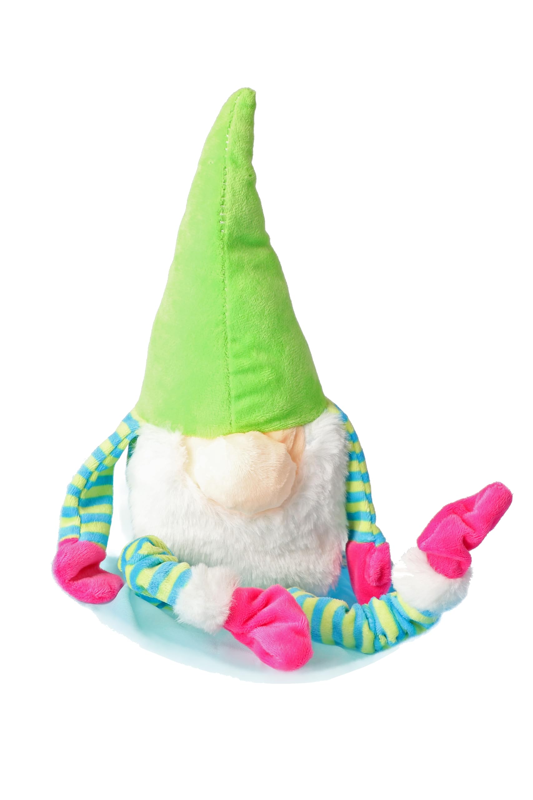 DINGO Plush Gnome Dog Toy with Green Hat and Sewn-in Squeaker, Funny for Dog Training, Fetch, Play, Reward, 45 cm Long, Multicolor 17474