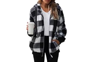 Nirovien Womens Sherpa Jacket Fuzzy Zip Up Hoodie Oversized Fleece Jackets Fluffy Coat with Pockets