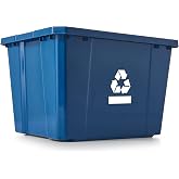 Gracious Living Recycling Bin Container, Plastic Trash Can, 17 Gallon | Indoor and Outdoor Recycle Storage Box for Home and Kitchen Waste, Blue