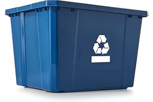 Gracious Living Medium Curbside Blue Box, Plastic 17 Gallon/64 Litre Home Trash Can Refuse and Recycling Bin Container with Built-in Handles (1 Pack)