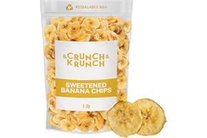 CRUNCH & KRUNCH Sweetened Banana Chips, Healthy Snack Option, Perfect Chips Sweetened For Eating, Elevate Your Healthy Lifestyle With These Delicious Banana Snacks (1 Pound)