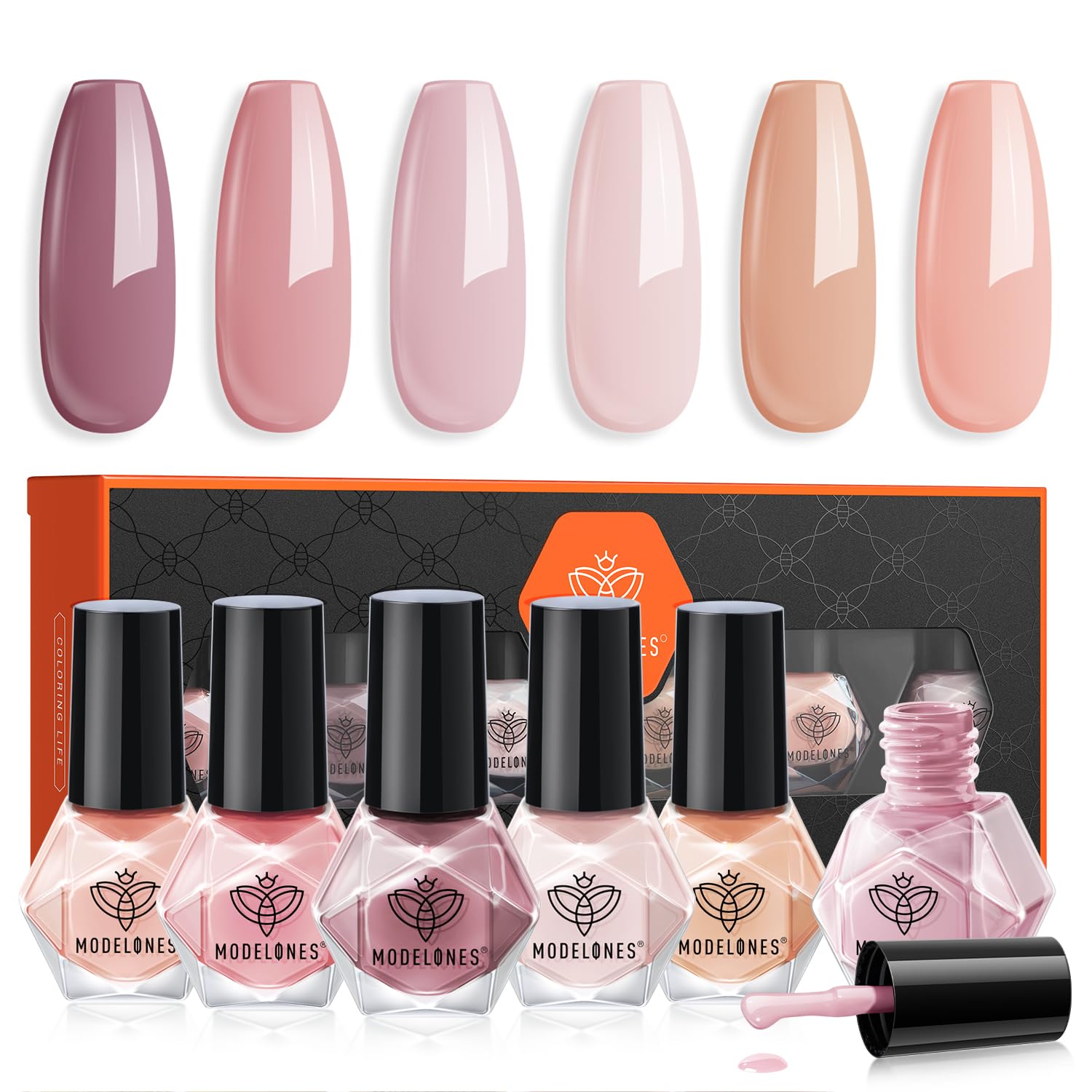 Modelones Nail Polish 6 Colors Neutral Nude Nail Polish Set Nude Pink Quick Dry Winter Mini Nail Polish Finger Nail Polish Bulk Manicure Diy Nail Art Home Salon Gift For Women Girl