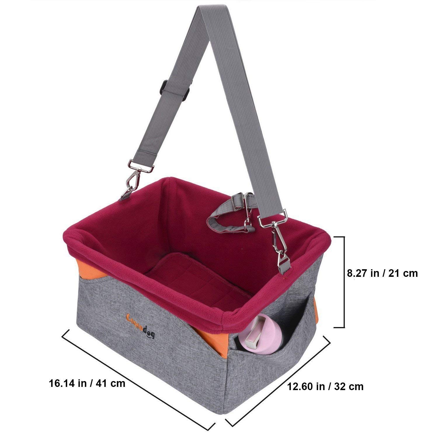 Legendog Dog Car Seat, Pet Booster Portable Travel Pet Car Seat Carrier for Dogs & Cats, Waterproof Pet Booster Carrier with Cushion & Adjustable Strap (Pet Car Seat) (Red)