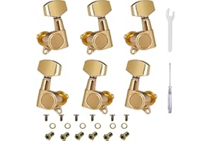 ZHRMZHG 6PCS(3L+3R) Guitar Machine Heads Guitar String Tuning Pegs Machine Head Tuners for electric guitar tuner Acoustic Guitar For replacement and upgrade (Golden)