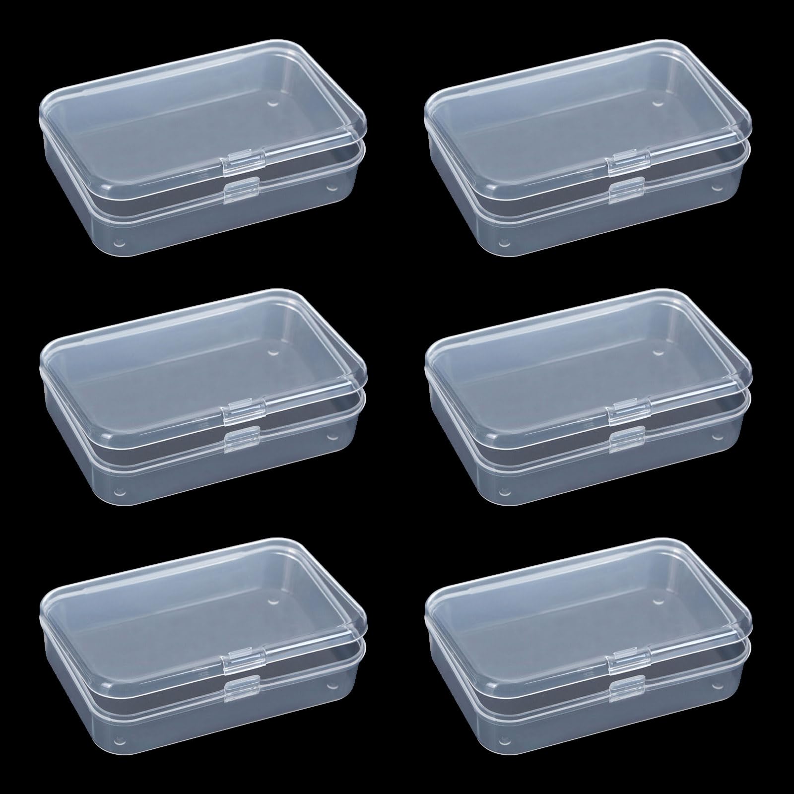 QHLWTT 6Pcs Useful Small Plastic Boxes Lightweight Clear Plastic Storage Box Jewelry Finding Transparent Portable Tackle Box for Pills, Beads, Jewellery, Craft Items