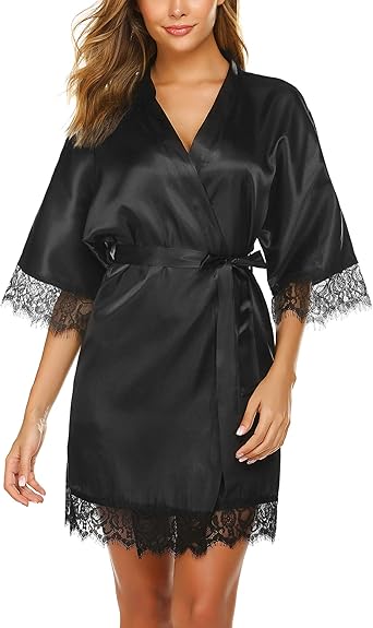 black silk night robe