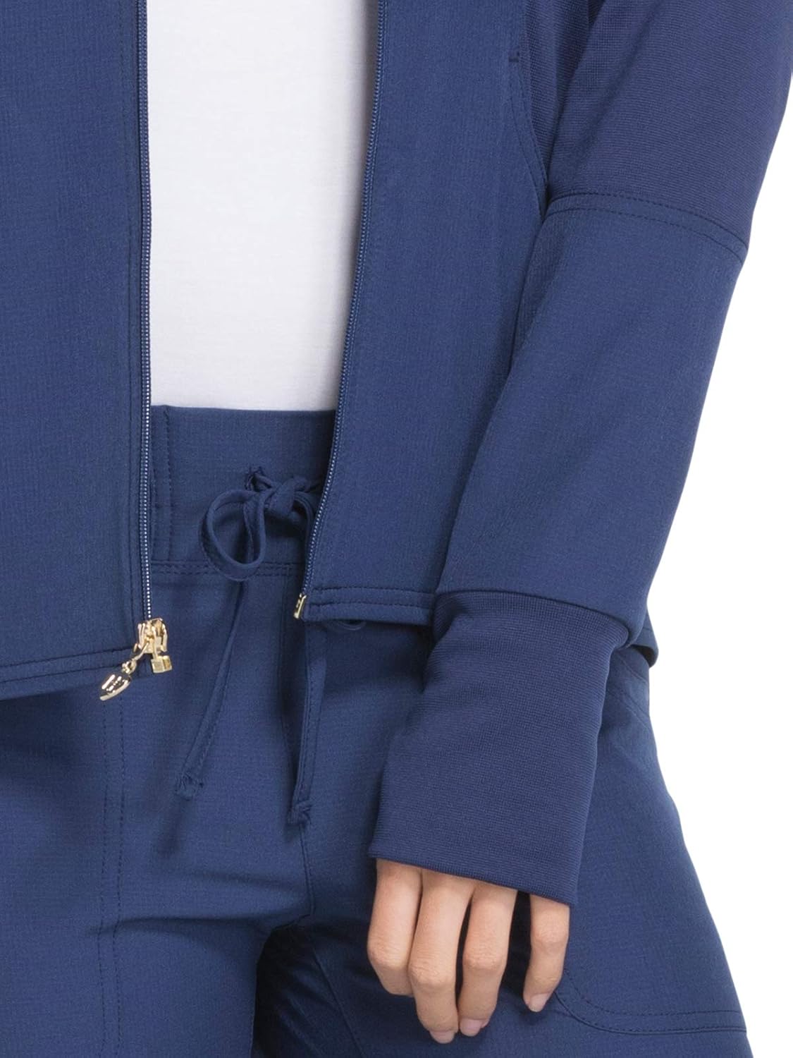 HeartSoul HS315 Women's Zip Front Warm-Up Solid Scrub Jacket: Clothing