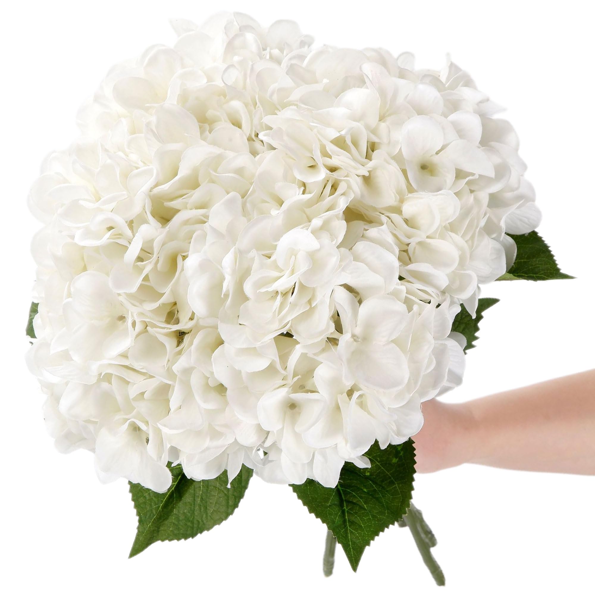 Photo 1 of 5Pcs Realistic White Hydrangea Artificial Flowers with Stems 21 Inch Lifelike Faux Hydrangeas Flower Large Hydrangea for Weddings Bouquets Table Centerpieces Home Decor Party