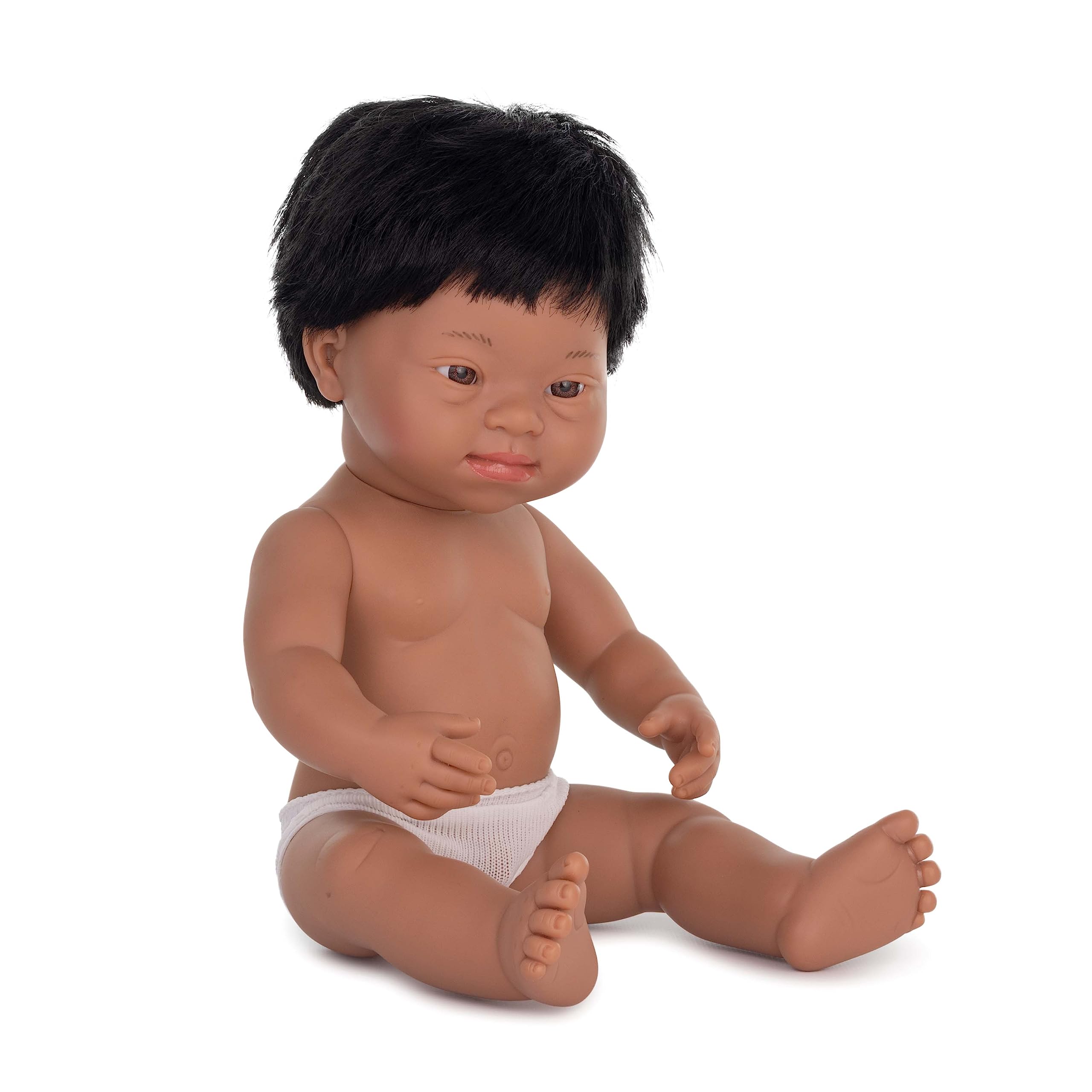 Miniland Baby doll Hispanic boy with down syndrome 38cm in polybag without underwear