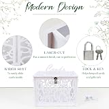 GUDELAK Wedding Card Box PVC Hollow With Lock White 12 x 9.3 x 8.5 in view 4