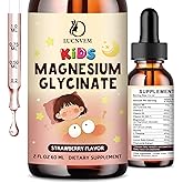 Magnesium Glycinate Liquid Drops for Kids 4+, Magnesium Glycinate 100/200 mg for Sleep, Relaxation & Calm Support, 11 in 1 Natural Gentle Sleep Aid for Kids, Sugar Free Strawberry Flavor, 2 Fl Oz