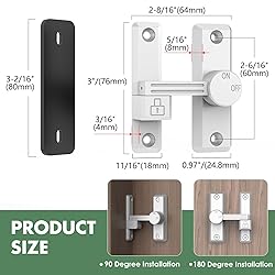 Mixizigoz Barn Door Lock Latch, 90/180 Degree Flip