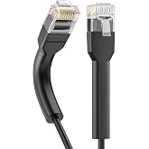 Cable Matters Slim Cat6a Ethernet Cable with Bendable Boots, 15ft, Black | 10Gbps, 550MHz, 30 AWG Bare Copper, UTP, PoE++ Support, Bendable Boots Adjustable Up to 90 Degrees