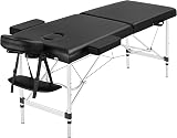 Yaheetech Portable Massage Bed 60cm Black Adjustable Height 2 Section