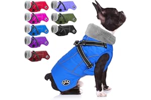 Doglay Dog Coat with Harness, Reflective Warm Dog Jacket Waterproof Puppy Winter Coat for Cold Weather, Adjustable Fleece Jacket for Small Medium Large Dogs