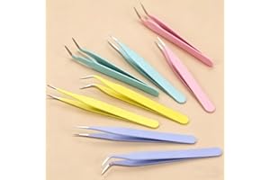 5Pack Tweezers Set, Multipurpose Precision Craft Tweezers, Curved & Pointed Tips for Scrapbooking, Cardmaking, Stickers, Drie