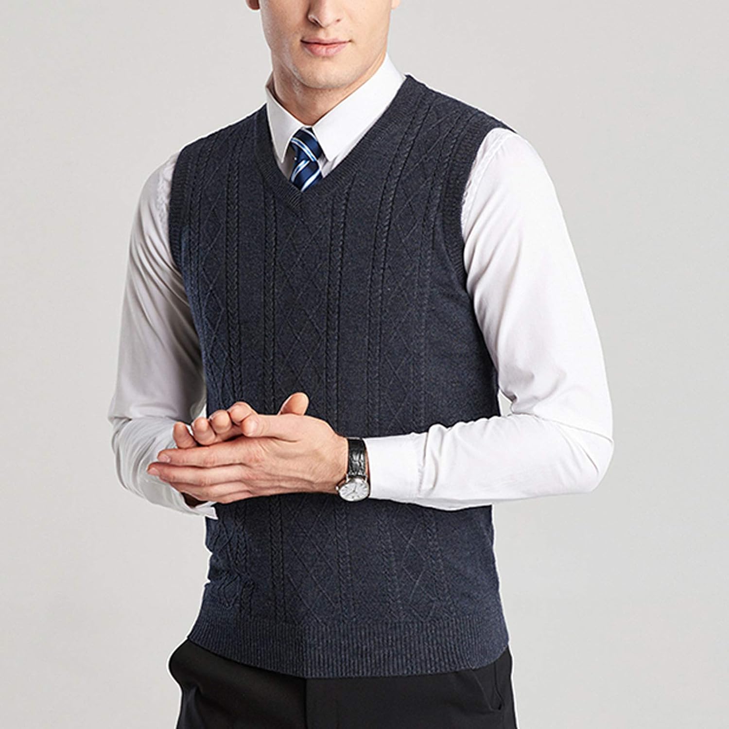 Flygo Mens Lightweight Wool Slim Fit 
