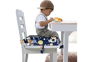 FUNCORITY Toddler Booster Seat for Dining Table, Portable Booster Seat for Kitchen Chair, 4 Inch High-Density Foam Cushion with Adjustable Safety Straps and Non-Slip Bottom, Perfect for Kids Travel and Daily