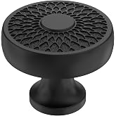 Alzassbg 1-1/4" Matte Black Round Cabinet Knobs 10 Pack, AL0001MB | 1.2 Inch(31.5mm) Diameter, Decorative Filigree Pattern, Solid Metal Build, for Cabinets and Drawers