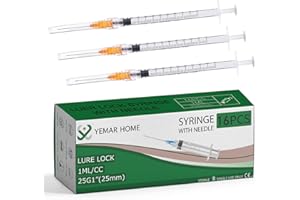 YEMAR HOME 1ml with 25Ga 1inch for Scientific Labs, Measurement, Transfer of Liquids（16 Pack）