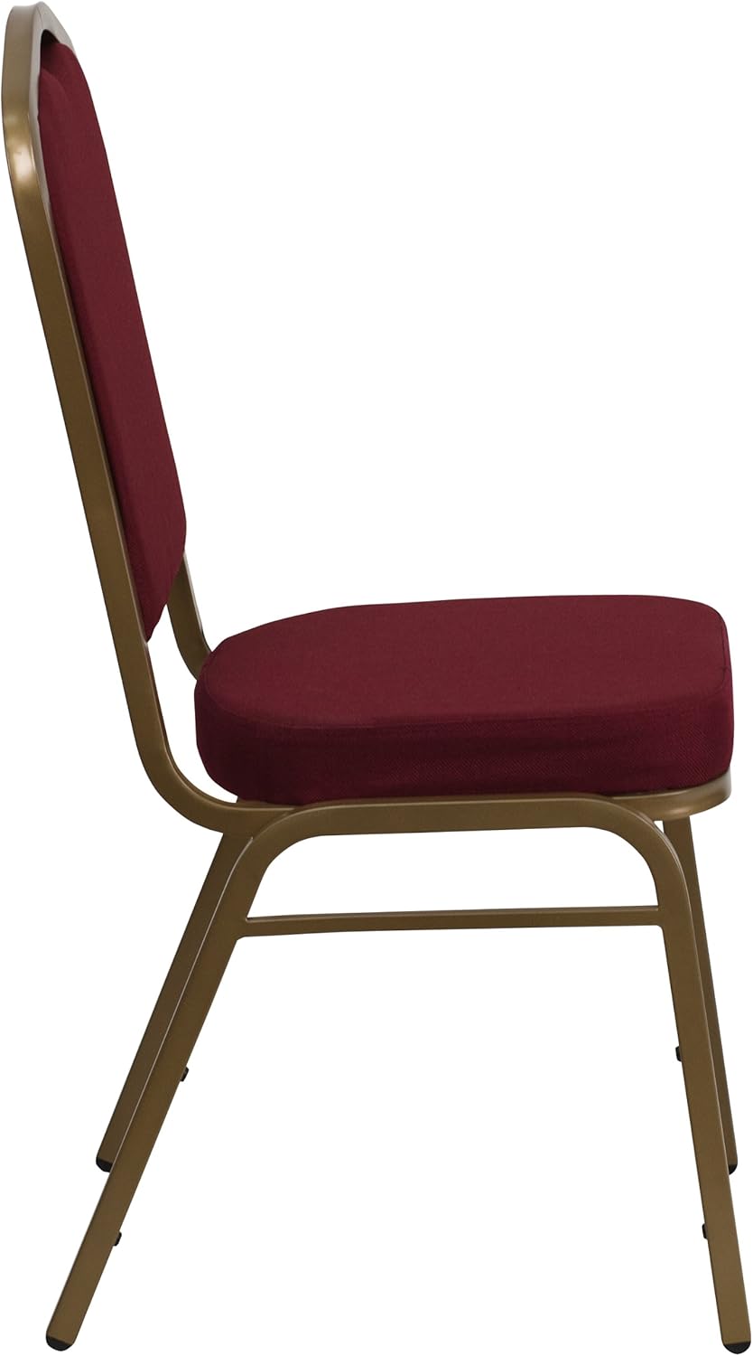 Flash Furniture HERCULES Series Crown Back Stacking Banquet Chair in Burgundy Fabric - Gold Frame: Furniture & Decor
