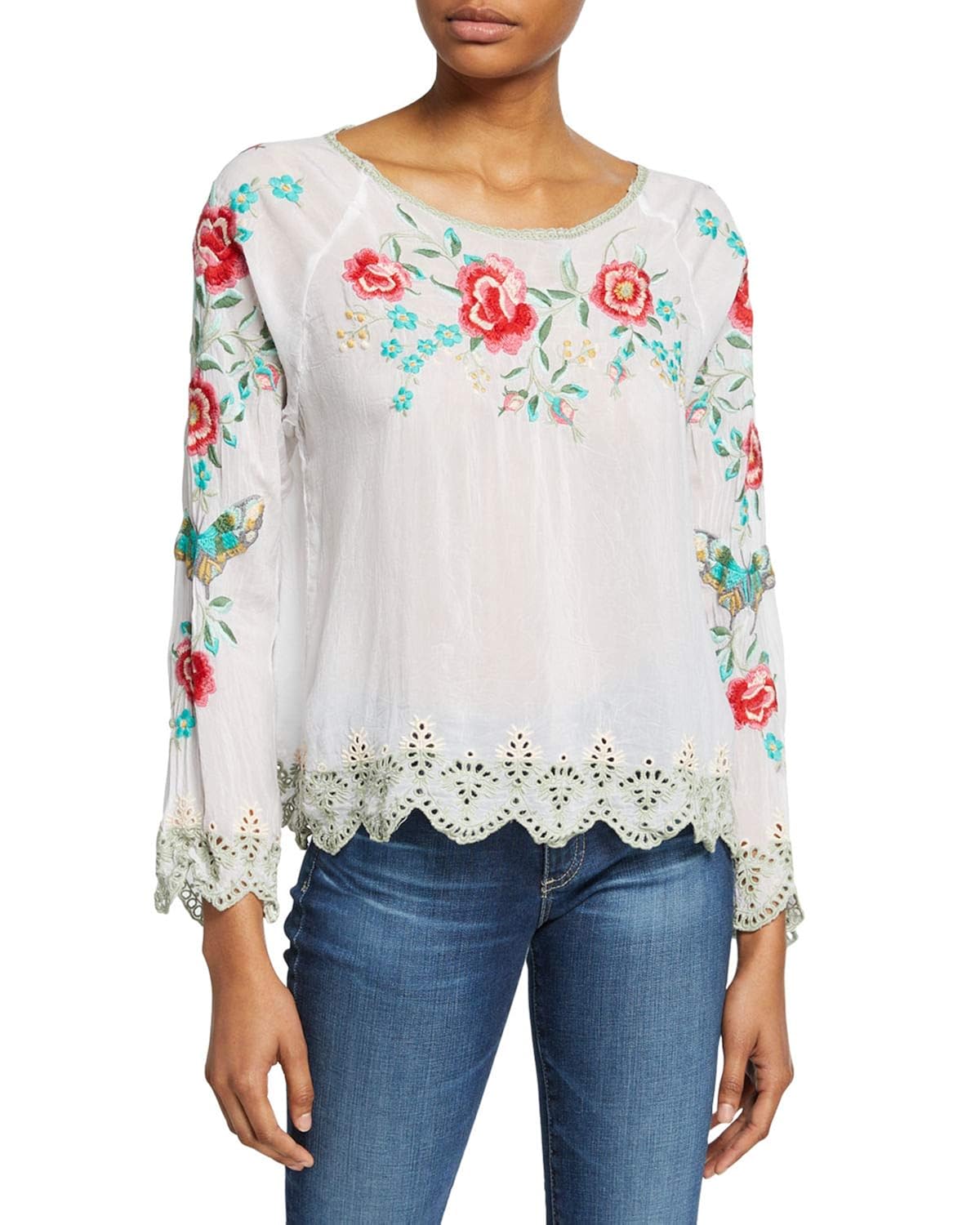 Johnny Was Reena Floral Embroidered 