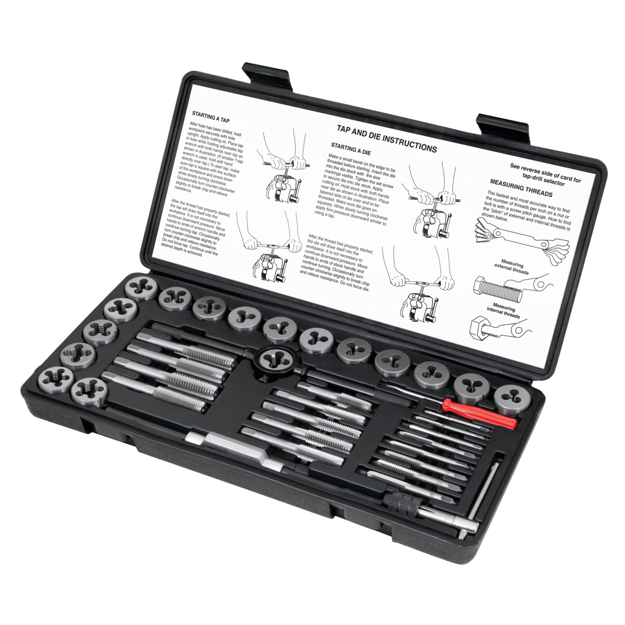 Performance Tool W4002DB 40-Piece Metric Tap and Die Set | Coarse and Fine Threads | Essential Threading Rethreading Tool Kit with Accessories and Storage Case — image 1
