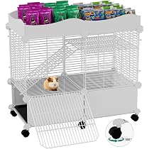 Hamster Wheel STILLCOVE 3-Tier Guinea Pig Cage On Wheels - Removable ... - Hamster Cage With Removable Mezzanine Trays