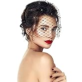 Jansun Black Veil Mesh Veil Headband 1920s Headpiece Birdcage Veil Bridal Wedding Tea Party Fascinator Veil for Women