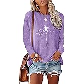 BAOKUAN Women's Dragonfly Trendy Graphic Long Sleeve Shirts Basic Tee Fall Winter Loose Cozy Cute Pullover Tops