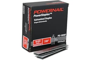 Powernail PS18087 18 Gauge 1/4 Inch Narrow Crown Staples, 7/8 Inch Length Heavy Duty Galvanized Chisel Point Staples for Elec