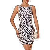 VIPONES Women's Summer Dress Ruched Bodycon Y2K Slim Fit Party Club Cocktail Short Mini Floral Tube Dresses