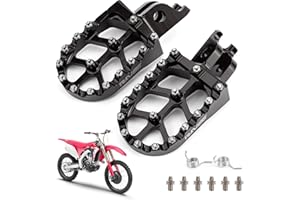 RKV86 Dirt Bike Foot Pegs with Springs, Aluminum CNC, Pedals Rests for CR125/250 02-07, CRF150R 07-19, CRF250R 04-19, CRF250X 04-19, CRF450R 02-19, CRF450RX 17-19, CRF450X 05-19 (Black)