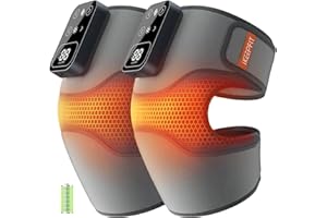 IKEEPFIT Cordless Knee Massager with Heat Vibration for Pain Relief, MAXwarm 4.0[2025 Upgraded] - Electric Heated Knee Brace with 5 Heat Levels and 3 Massage Mode, Gifts for Men Women (Grey, Pair)